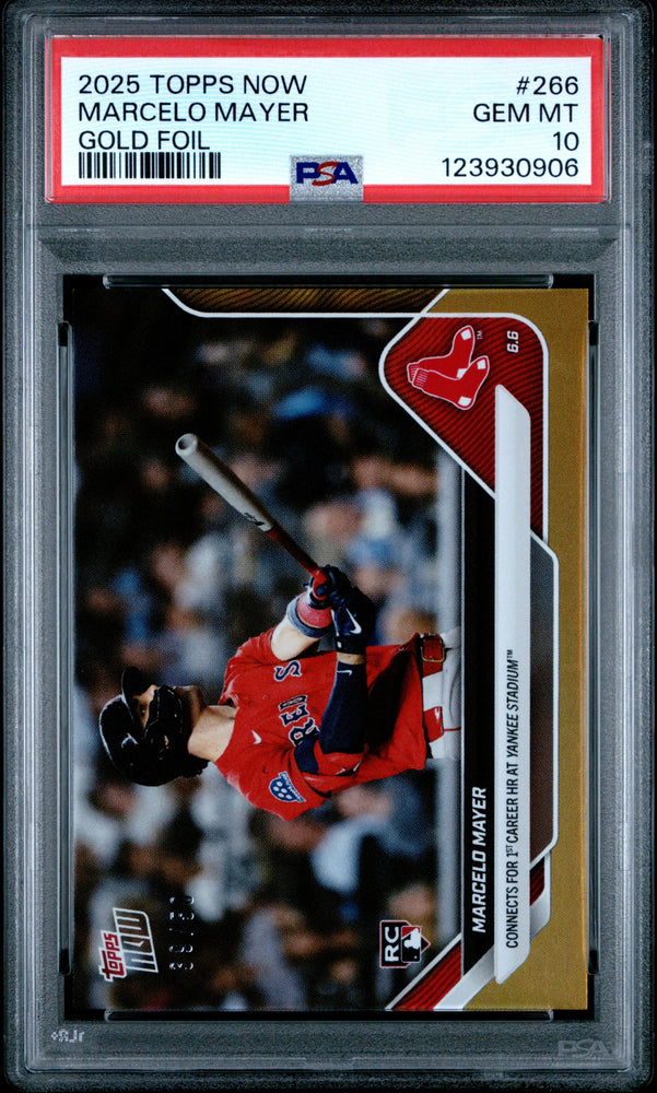 Graded 2025 Topps Now Marcelo Mayer #266 Gold Foil /50 Rookie RC Baseball Card PSA 10 Gem Mint (ONLINE ORDER ONLY)