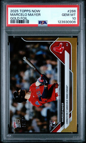 Graded 2025 Topps Now Marcelo Mayer #266 Gold Foil /50 Rookie RC Baseball Card PSA 10 Gem Mint (ONLINE ORDER ONLY)