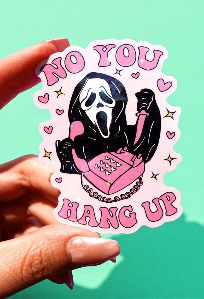 No You Hang Up Sticker – Cute Ghost Mask Glitter Vinyl Sticker (ONLINE ORDER ONLY)
