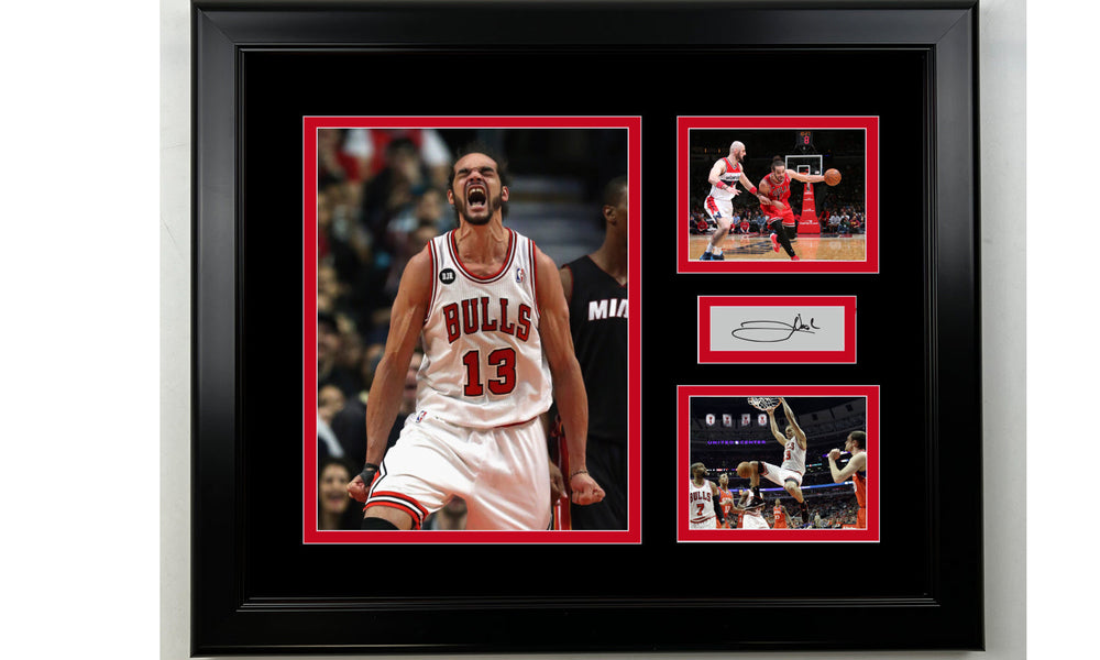 Framed Joakim Noah Chicago Bulls Facsimile Laser Engraved Signature Basketball 14x11 3 Photo Collage (ONLINE ORDER ONLY)