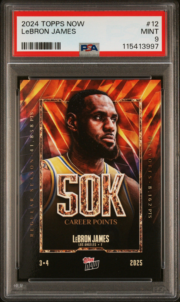 Graded 2024 Topps Now LeBron James #12 Basketball Card PSA 9 Mint (ONLINE ORDER ONLY)