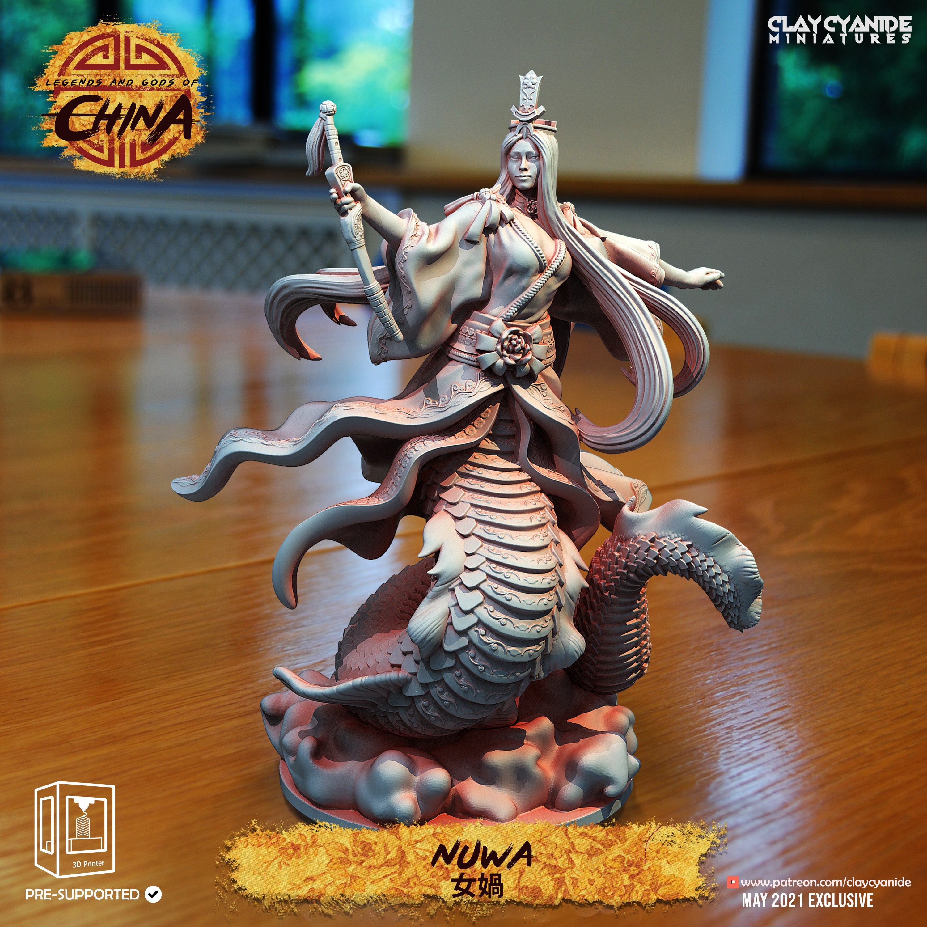 3D Printed Clay Cyanide Nuwa Goddess Legends and Gods Of China 28 32 mm D&D (Online Only)