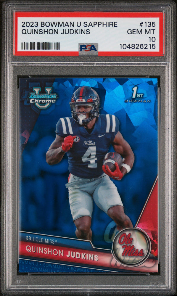 Graded 2023 Topps Bowman U Sapphire Quinshon Judkins #135 Rookie RC Football Card PSA 10 Gem Mint (ONLINE ORDER ONLY)