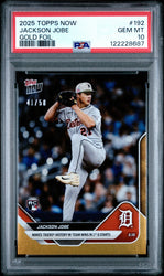 Graded 2025 Topps Now Jackson Jobe #192 Gold Foil /50 Rookie RC Baseball Card PSA 9 Mint (ONLINE ORDER ONLY)