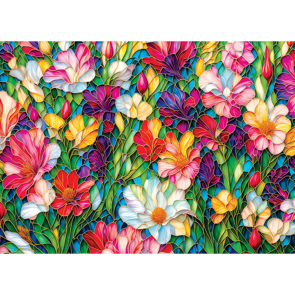 Stained Glass - Flowers in Bloom 1000 Piece Jigsaw Puzzle (ONLINE ORDER ONLY)