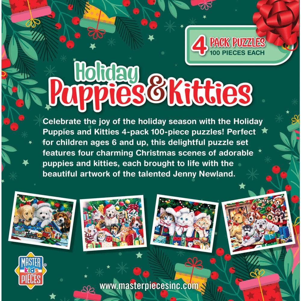 Holiday Puppies & Kitties 4-Pack 100 Piece Jigsaw Puzzles (ONLINE ORDER ONLY)
