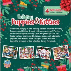 Holiday Puppies & Kitties 4-Pack 100 Piece Jigsaw Puzzles (ONLINE ORDER ONLY)
