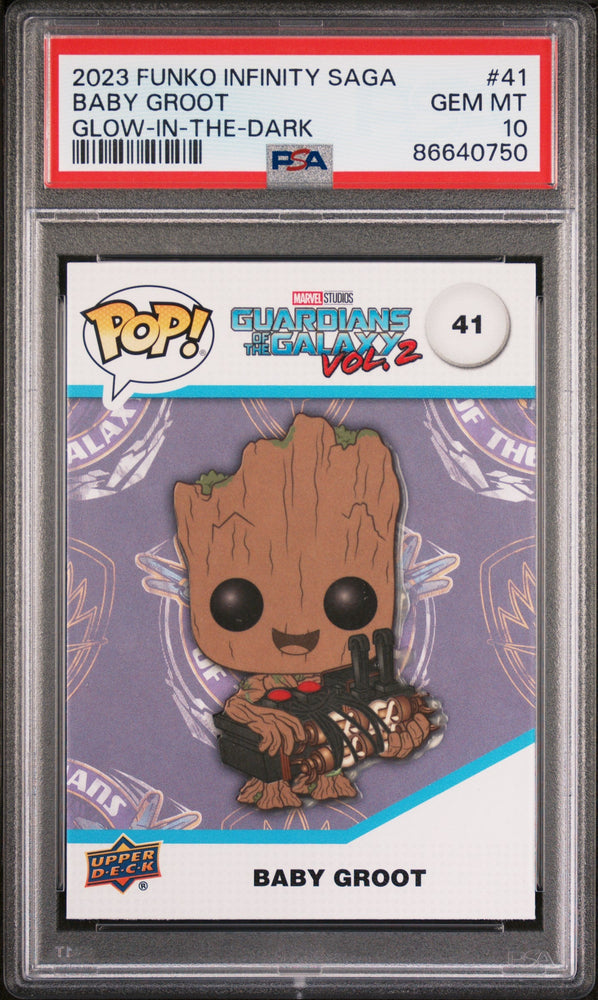 2023 UPPER DECK FUNKO POP MARVEL  BABY GROOT GLOWINTHEDARK #41  PSA 10 (Online Order Only)
