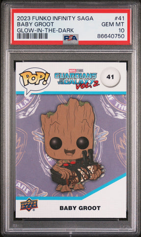 2023 UPPER DECK FUNKO POP MARVEL  BABY GROOT GLOWINTHEDARK #41  PSA 10 (Online Order Only)