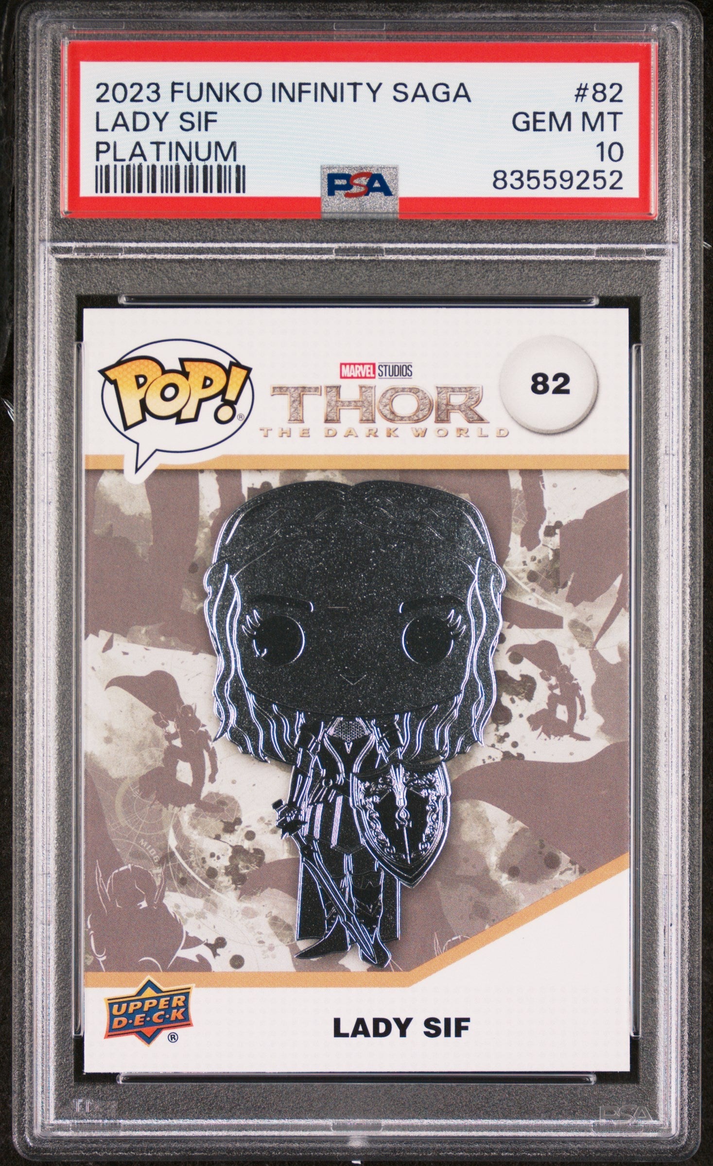 2023 UPPER DECK FUNKO POP MARVEL  LADY SIF PLATINUM #82  PSA 10 (Online Order Only)