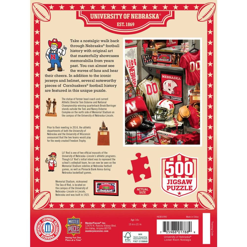 Nebraska Cornhuskers - Locker Room 500 Piece Jigsaw Puzzle (ONLINE ORDER ONLY)