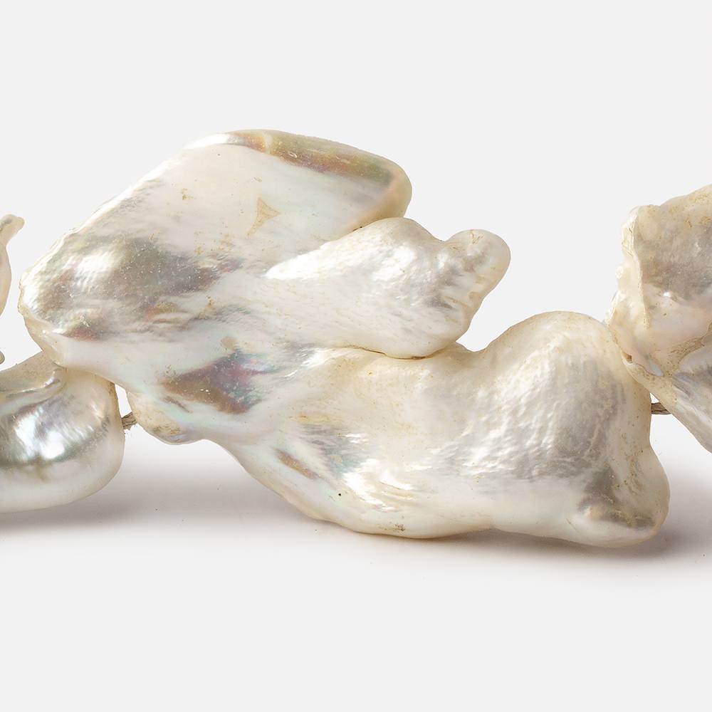 Off White Souffle Straight Drilled Baroque Freshwater Pearls 15.5 inch 10 beads 30x22-53x30mm (ONLINE ORDER ONLY)