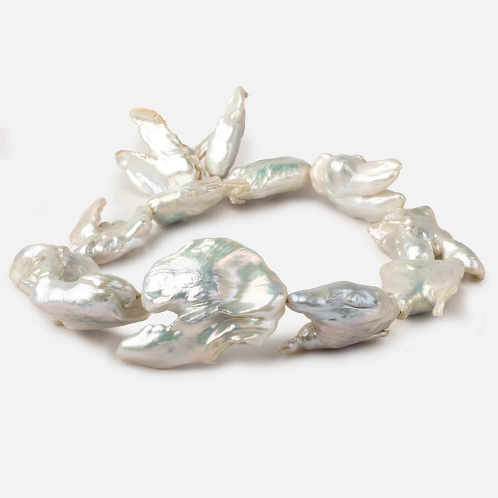 Off White Souffle Straight Drilled Baroque Freshwater Pearls 16 inch 12 beads 32x22-39x33mm (ONLINE ORDER ONLY)