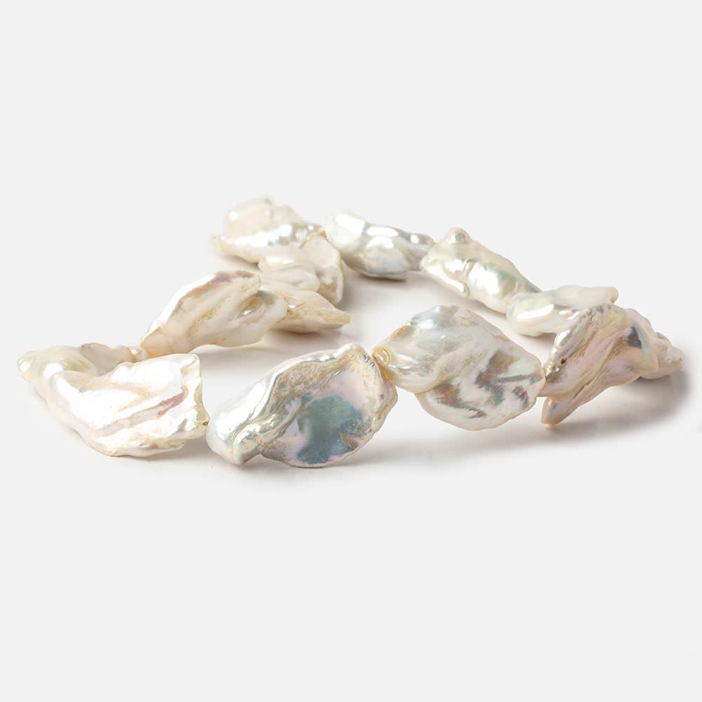 Off White Souffle Straight Drilled Baroque Freshwater Pearls 16 inch 13 beads 31x22-38x22mm (ONLINE ORDER ONLY)