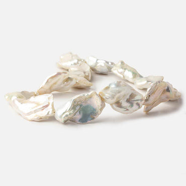 Off White Souffle Straight Drilled Baroque Freshwater Pearls 16 inch 13 beads 31x22-38x22mm (ONLINE ORDER ONLY)