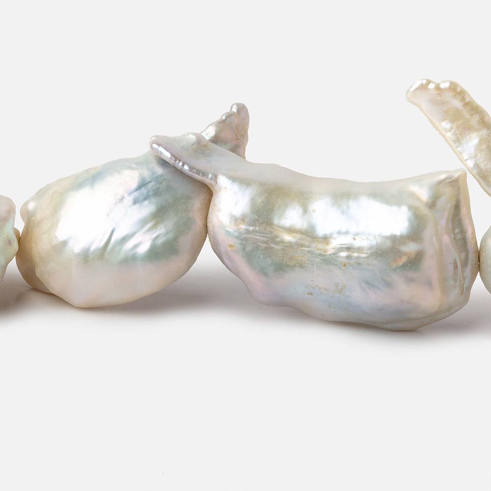 Off White Souffle Straight Drilled Baroque Freshwater Pearls 16 inch 15 beads 24x17-45x30mm (ONLINE ORDER ONLY)