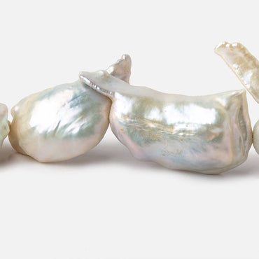 Off White Souffle Straight Drilled Baroque Freshwater Pearls 16 inch 15 beads 24x17-45x30mm (ONLINE ORDER ONLY)