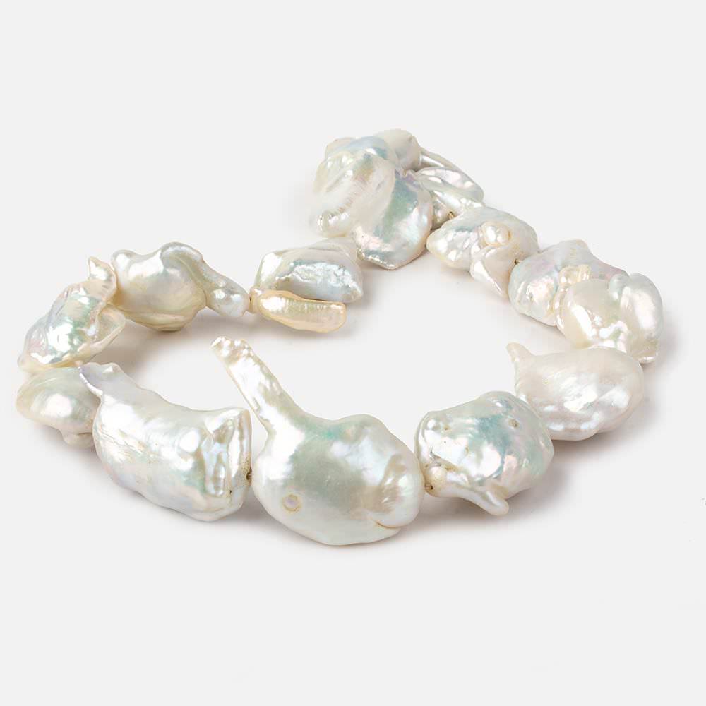 Off White Souffle Straight Drilled Baroque Freshwater Pearls 16 inch 15 beads 24x17-45x30mm (ONLINE ORDER ONLY)