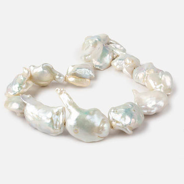 Off White Souffle Straight Drilled Baroque Freshwater Pearls 16 inch 15 beads 24x17-45x30mm (ONLINE ORDER ONLY)