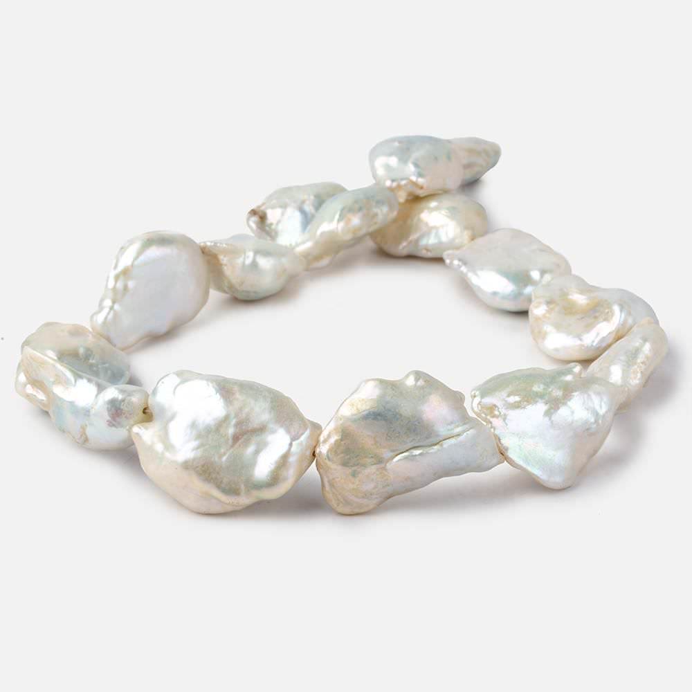 Off White Souffle Straight Drilled Baroque Freshwater Pearls 16 inch 15 beads 24x18-31x23mm (ONLINE ORDER ONLY)