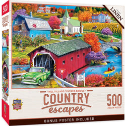 Country Escapes - Hill Village Covered Bridge 500 Piece Jigsaw Puzzle (ONLINE ORDER ONLY)