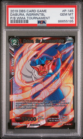 2019 DRAGON BALL SUPER  WORLD MARTIAL ARTS DABURA, INSRMNTBL #P-145 PSA 10 (Online Order Only)