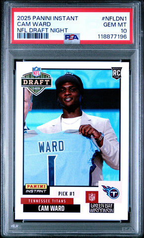 Graded 2025 Panini Instant Cam Ward #NFLDN1 NFL Draft Night Rookie RC Football Card PSA 10 Gem Mint (ONLINE ORDER ONLY)