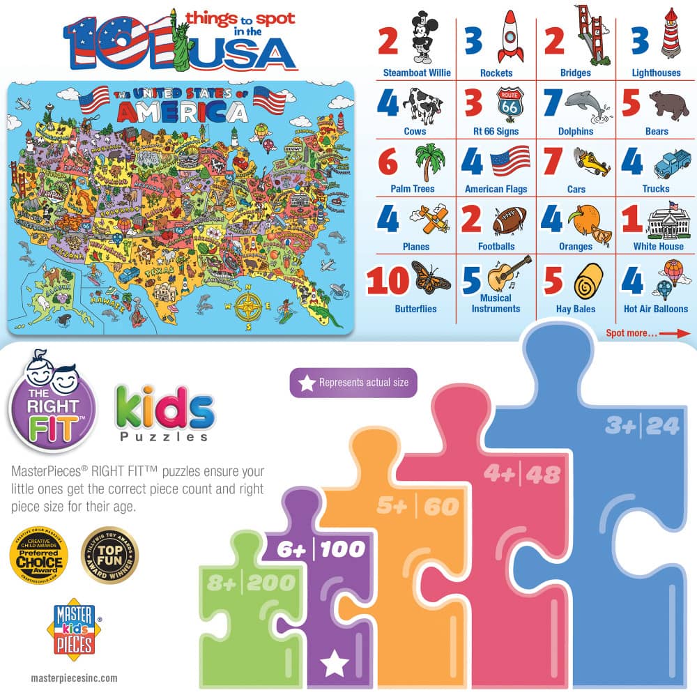 101 Things to Spot in the USA - 101 Piece Jigsaw Puzzle