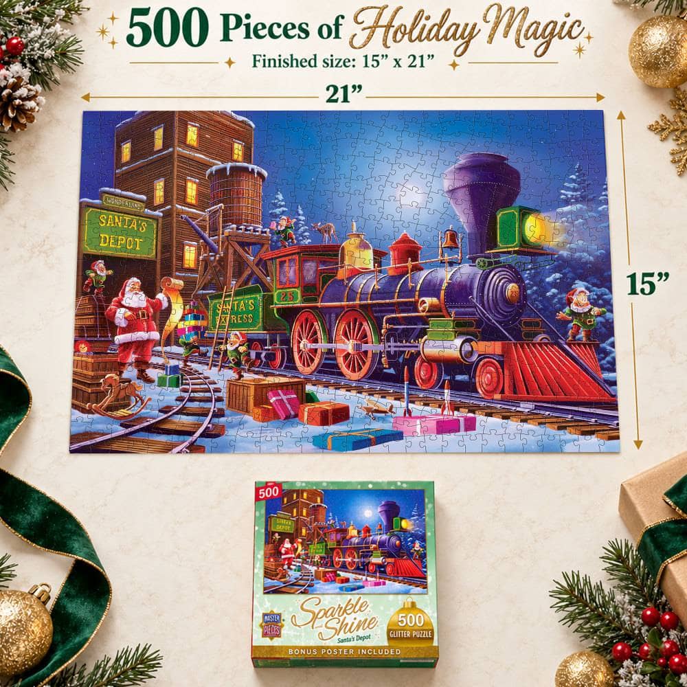 Sparkle & Shine - Santa's Depot 500 Piece Glitter Jigsaw Puzzle
