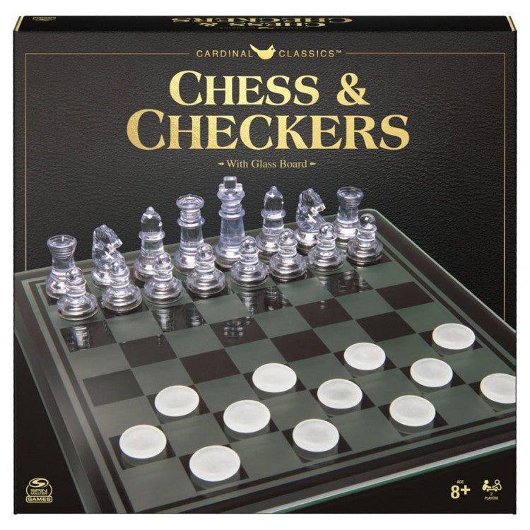 Clear Chess and Checkers Set with Glass Gameboard (ONLINE ORDER ONLY)
