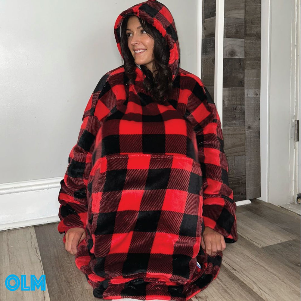 Original Oversized Microfiber & Sherpa Wearable Blanket Hoodie for Kids & Adults | OLM Toys (ONLINE ORDER ONLY)