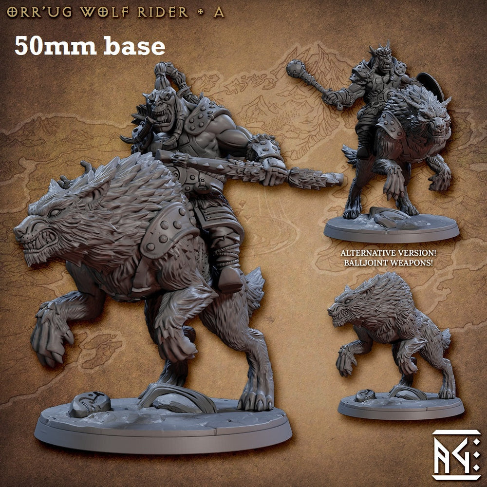 Orr'ug Wolf Rider: Sculpt A (Direwolf Orc Cavalry Unit or Wild) (ONLINE ORDER ONLY)