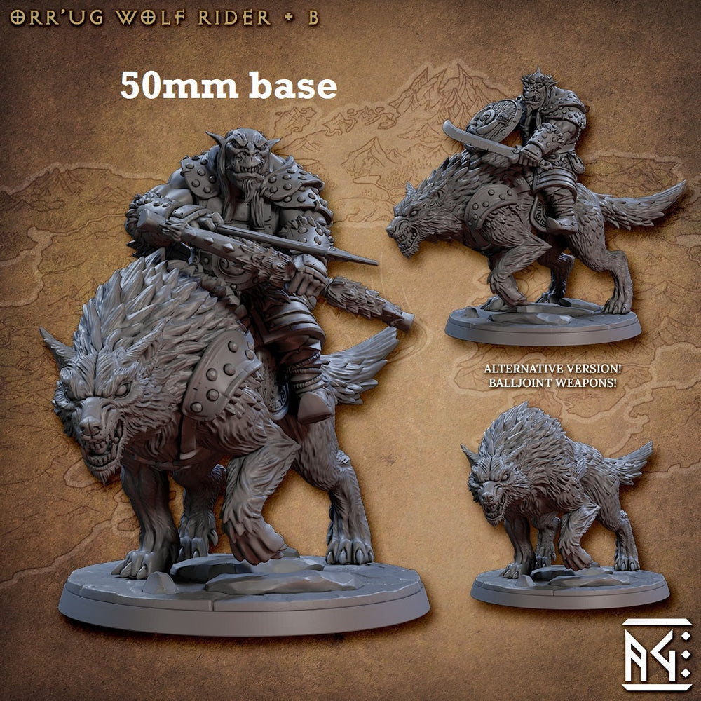 Orr'ug Wolf Rider: Sculpt B (Direwolf Orc Cavalry Unit or Wild) (ONLINE ORDER ONLY)