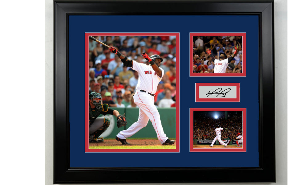 Framed David Ortiz Boston Red Sox Facsimile Laser Engraved Signature Baseball 14x11 3 Photo Collage (ONLINE ORDER ONLY)