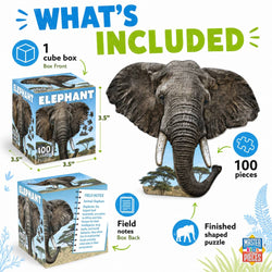 Elephant 100 Piece Shaped Jigsaw Puzzle