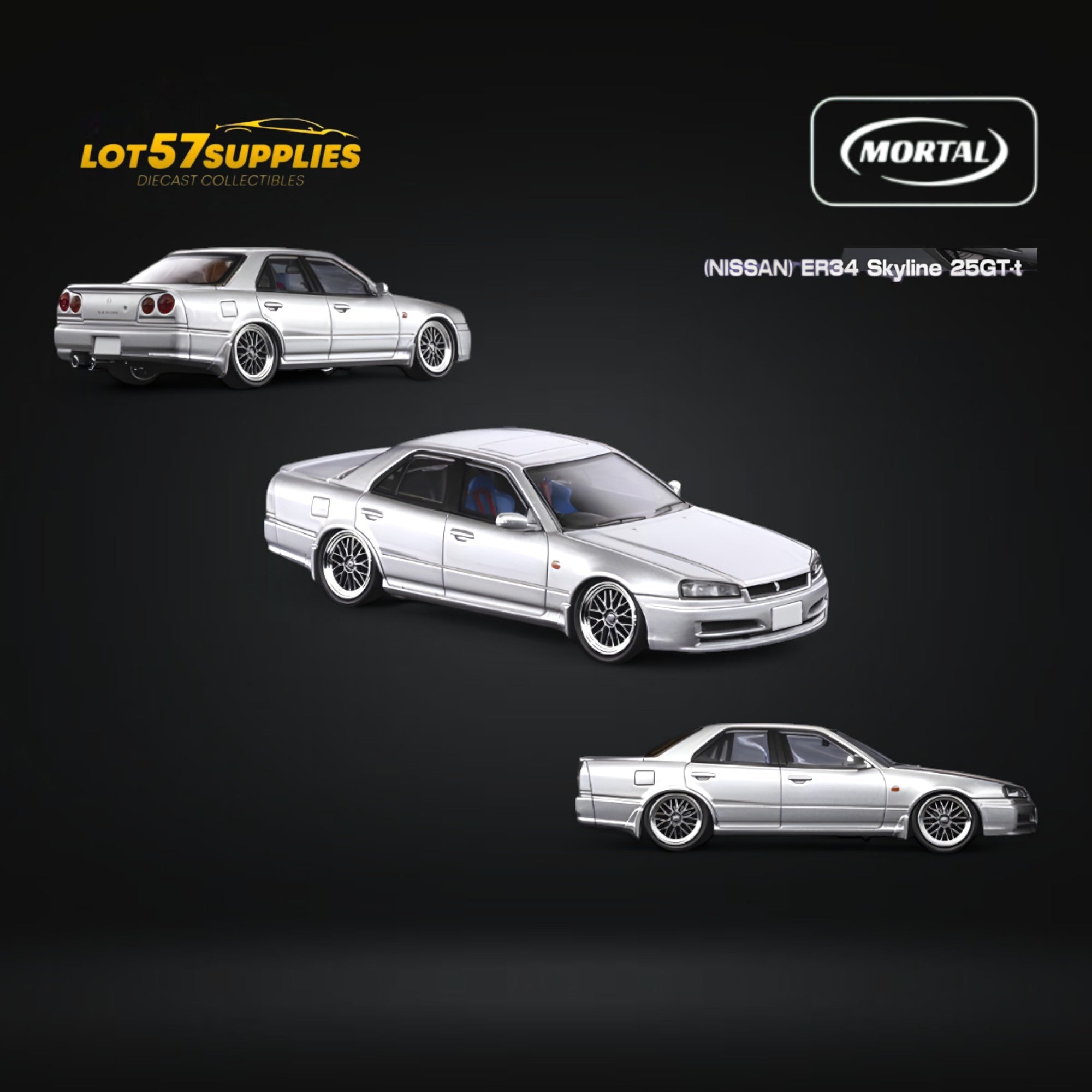 Mortal ER34 SKYLINE 25GT-t AIT Exhibition Model Ordinary Silver 1:64 (ONLINE ORDER ONLY)