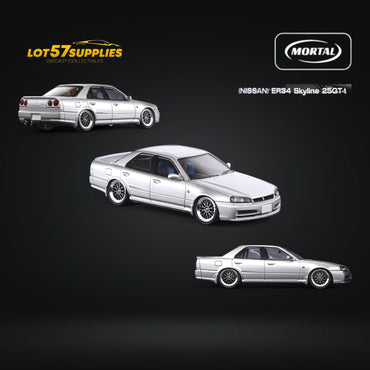 Mortal ER34 SKYLINE 25GT-t AIT Exhibition Model Ordinary Silver 1:64 (ONLINE ORDER ONLY)