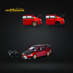 CM Model Mitsubishi Lancer Evolution IX Widebody Metallic Red Carbon Hood 1:64 (ONLINE ORDER ONLY)