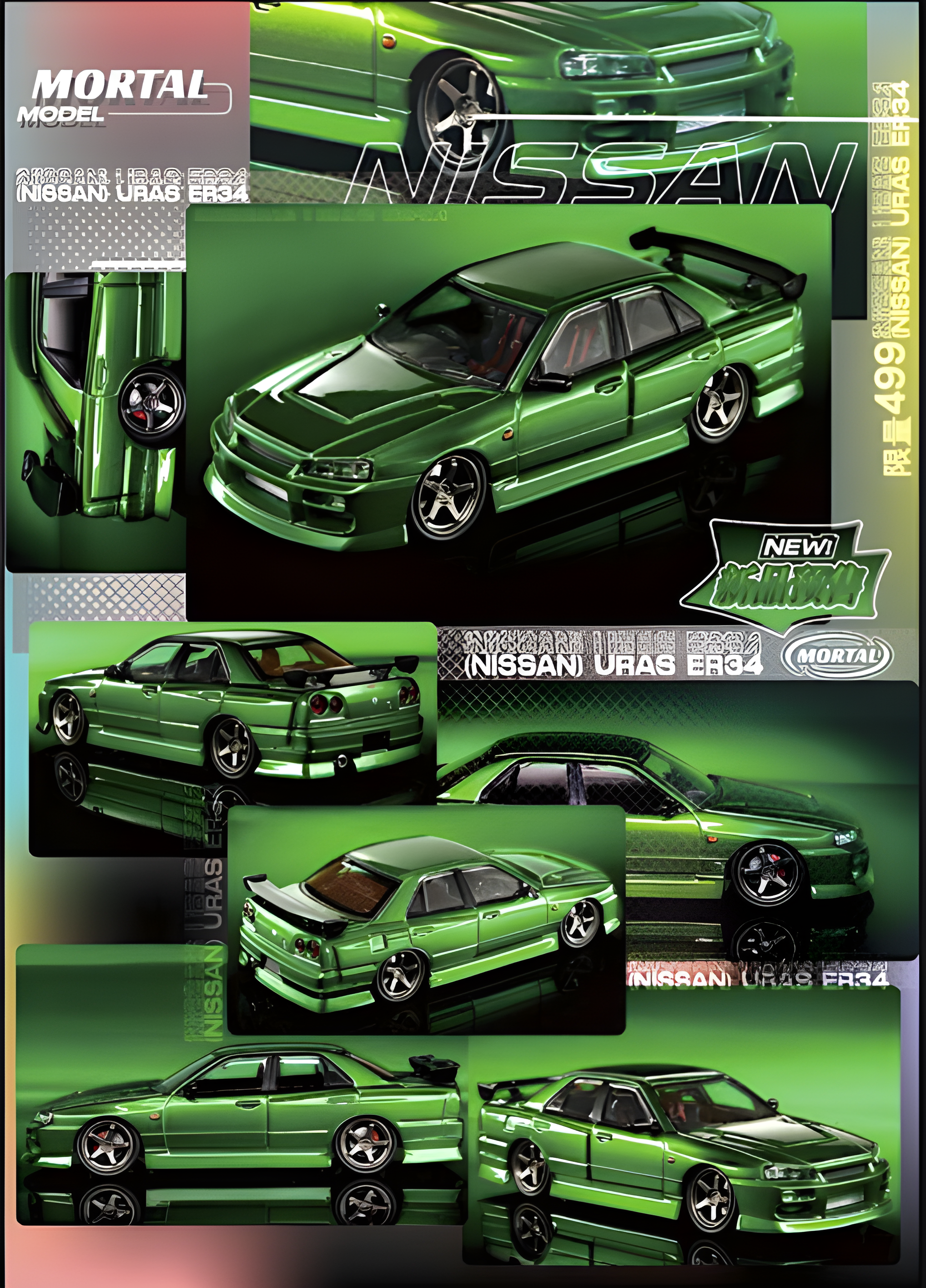 Mortal ER34 SKYLINE URAS Transparent Metallic Green 1:64 (ONLINE ORDER ONLY)