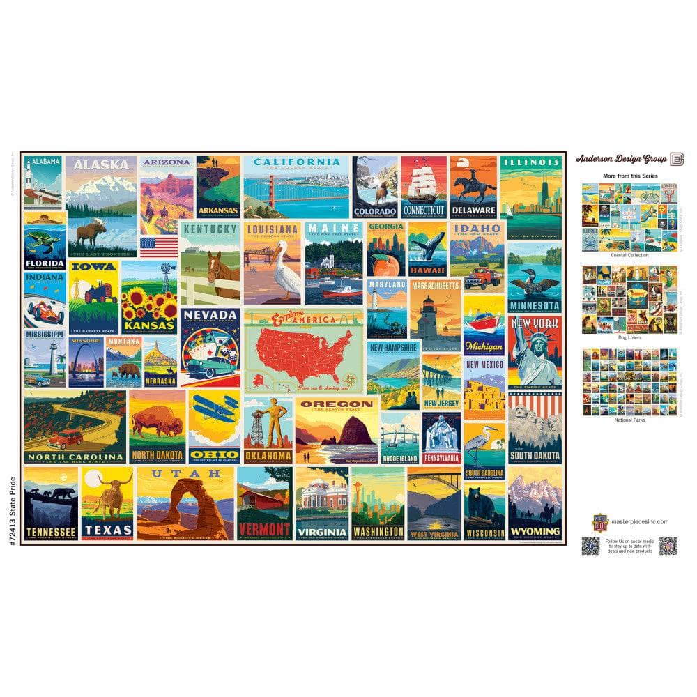 Vintage Posters - State Pride 1000 Piece Jigsaw Puzzle (ONLINE ORDER ONLY)