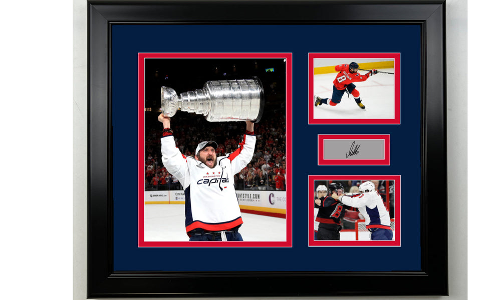 Framed Alexander Ovechkin Washington Capitals Facsimile Laser Engraved Signature Hockey 14x11 3 Photo Collage (ONLINE ORDER ONLY)