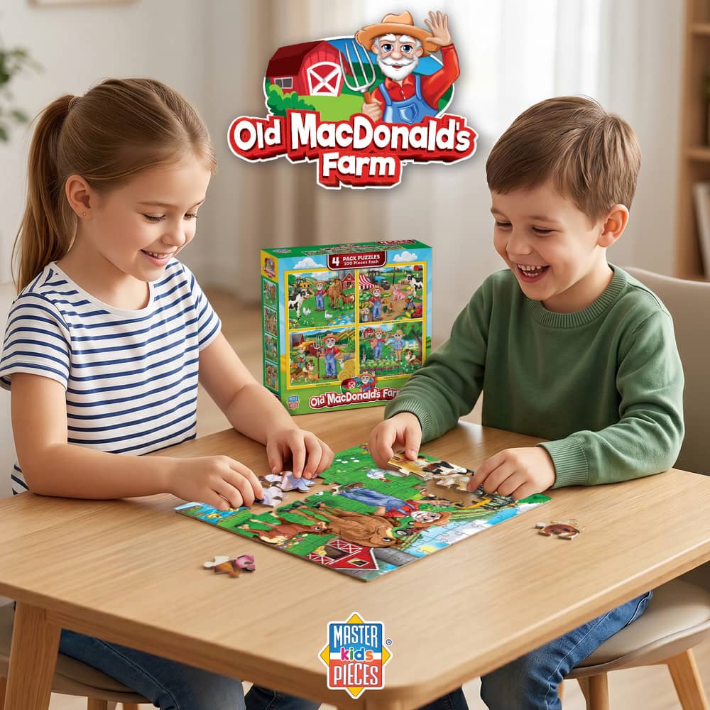 Old MacDonald's Farm 100 Piece Jigsaw Puzzles 4-Pack