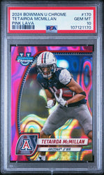 Graded 2024 Topps Bowman U Chrome Tetairoa McMillan #170 Pink Lava Rookie RC Football Card PSA 10 Gem Mint (ONLINE ORDER ONLY)