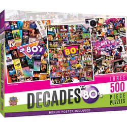 Decades - The 80's 500 Piece Jigsaw Puzzles 3 Pack (ONLINE ORDER ONLY)