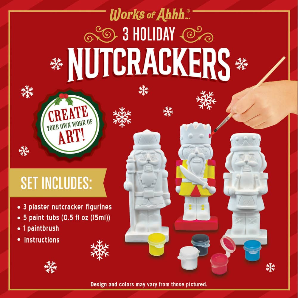 Holiday Nutcrackers - 3-Pack Plaster Paint Kit