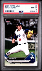 Graded 2025 Topps Now Roki Sasaki #3 Rookie RC Baseball Card PSA 8 Near Mint (ONLINE ORDER ONLY)
