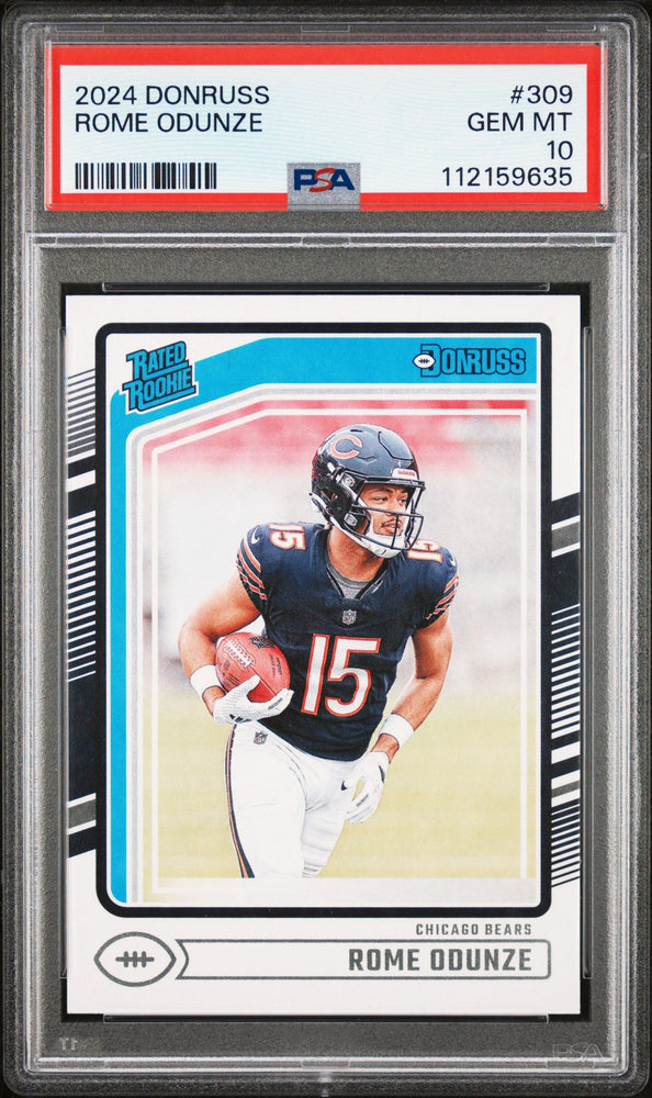 Graded 2024 Panini Donruss Rome Odunze #309 Rookie RC Football Card PSA 10 Gem Mint (ONLINE ORDER ONLY)