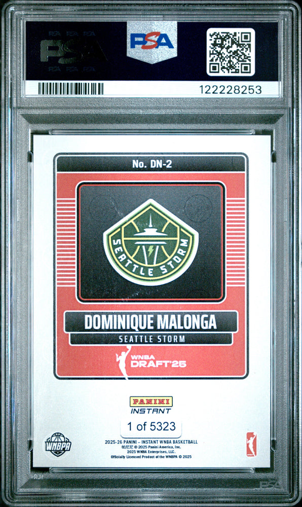 Graded 2025 Panini Instant Dominque Malonga #DN2 Draft Night Rookie RC Basketball Card PSA 8 Near Mint (ONLINE ORDER ONLY)