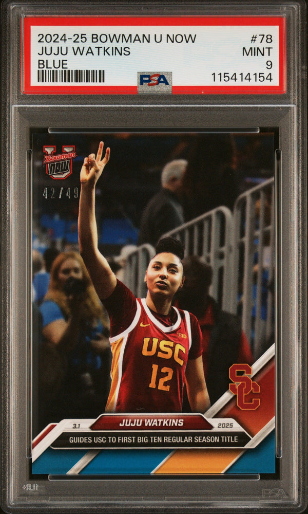 Graded 2024 Topps Bowman U Now JuJu Watkins #78 Blue /49 Rookie RC Basketball Card PSA 9 Mint (ONLINE ORDER ONLY)
