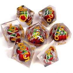 White Christmas Sharp RPG Dice Set - 7 Pieces (ONLINE ORDER ONLY)